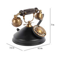 Téléphone Classique Moderne - Pièce Maîtresse Élégante en Laiton et Bois, Artisanat Métallique Écologique, Design Géométrique, Décoration de Noël pour la Maison