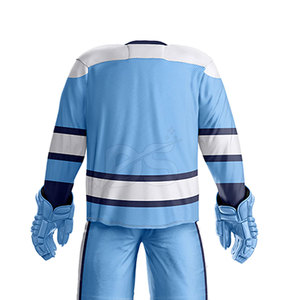 ชุดยูนิฟอร์มฮอกกี้น้ำแข็ง บริการ OEM คุณภาพสูง น้ำหนักเบา เป็นมิตรกับสิ่งแวดล้อม แห้งเร็ว ระบายอากาศได้ดี โพลีเอสเตอร์ 100% สำหรับผู้ชาย ผู้ใหญ่ - Product Image 6