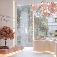 Espositore per profumi da esterno con display a LED per bancone cassa, mobile per salone, espositore personalizzato per trucchi e unghie