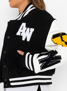 Exclusivo Oversize Chenille bordado Varsity Bomber chaqueta Patchwork Streetwear abrigo para niñas hombres Hip Hop Letterman chaqueta - Product Image 3