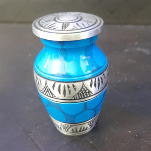 Affordable Mini Urns for Ashes - Miniature Blue & Silver <b>Keepsake</b> Urn for Ashes Cremains-Classic Blue <b>Keepsake</b> Urns by AYAANS - Product Image 5