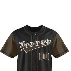 Camisetas de Béisbol para Hombre de Alta Calidad, con Botones, Sublimadas, Antibacterianas, Cuello en V, 100% Poliéster, Corte Corto - Product Image 3