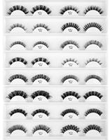 Faux cils en vison synthétique en gros, paire de cils artificiels moelleux faits à la main, étiquette privée, logo et emballage personnalisés