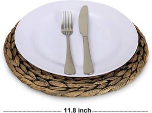 Brown water hyacinth round placemat Eco friendly products Made in Vietnam <b>Table</b> decoration Woven Placemat Wholesale - Product Image 4