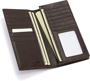 Cartera larga de piel auténtica ligera para hombre de alta calidad con logotipo personalizado hecha en fábrica a precio mayorista - Product Image 3