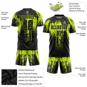 Conjunto de camiseta de fútbol por sublimación personalizada para hombre, ropa deportiva de fútbol personalizada que incluye pantalones cortos para práctica o uniforme de equipo THT WEARS - Product Image 2