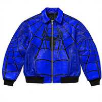Blouson d'hiver en cuir véritable Spider-Man pour homme, logo sur le devant, col montant, style décontracté, séchage rapide, respirant