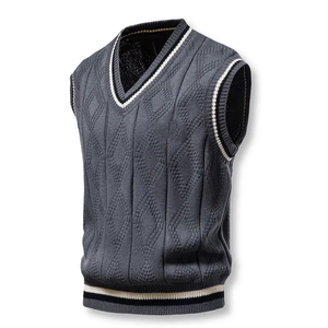 2025 gros personnalisé de haute qualité confortable pull tricoté chaud pull gilet hommes sans manches couleurs unies hommes chandails - Product Image 6