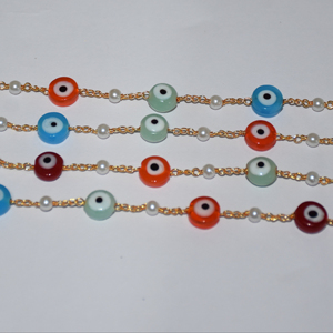 Magnifique chaîne de perles multicolores et de perles de rocaille, plaquée or, faite à la main, pour la création de bijoux - Product Image 2