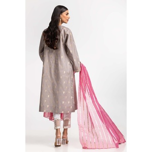 Camisa india y pakistaní de jacquard teñido en gris con bordado, 1 pieza, IPS-24-98 - Product Image 3