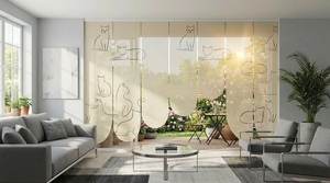 Persianas Enrollables Personalizadas ZSTARR, Panel de Filtrado de Luz, Cortinas Enrollables <span class=keywords><strong>con</strong></span> Dibujo Minimalista de Gato <span class=keywords><strong>para</strong></span> Ventana y Puerta Corredera - Product Image 3