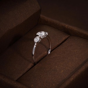 Anillo de Compromiso de Tres Piedras con Diamante Cultivado en Laboratorio de Corte Redondo de 0.94 CTW, F VVS1 VVS2, Anillo Trilogía Certificado, Anillo de Promesa, en Caja de Regalo - Product Image 2