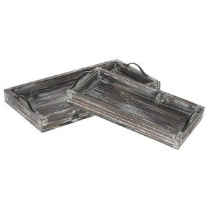 Elegante bandeja de servicio octogonal de madera de pino con asas de metal Set 2 Decoración de madera elegante para cocina Hotel y restaurante Uso - Product Image 5