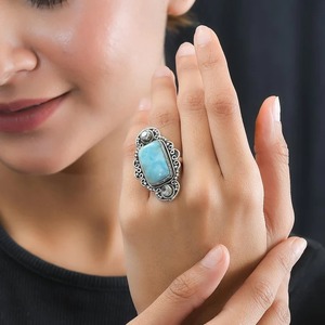 Most Selling Bold Larimar Cocktail <b>Ring</b> for Special Occasions and Spiritual Jewellery Collections Available at Best Price - Product Image 2