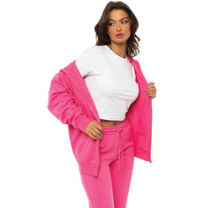 OEM Meilleure qualité Streetwear élastique surdimensionné sweat à capuche zippé plissé deux pièces survêtement ensemble sweat à capuche pour femmes - Product Image 6