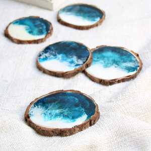 Sous-verres en résine artistique haute brillance, sous-verres faits à la main de qualité supérieure avec paillettes et tourbillon de couleur, sous-verres en pierre - Product Image 4