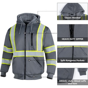 Logotipo personalizable Invierno Alta visibilidad Clase 3 Seguridad reflectante Ropa DE TRABAJO Sudadera con capucha negra Suéter Hecho Poliéster Material de nylon - Product Image 5