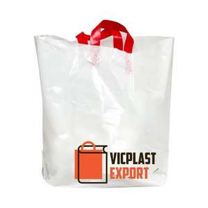 Sac de shopping en plastique avec poignée, écologique, avec soufflet inférieur, poignées souples, matériau durable, logo personnalisé - Product Image 4