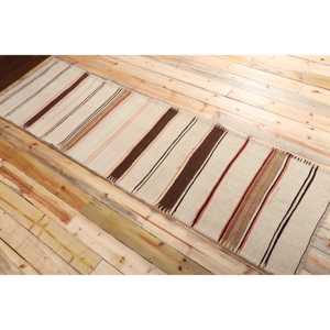 พรมวิ่งสไตล์ตุรกี ขนาด 2.6x9.5 ฟุต พรมวินเทจ พรมคิลิมสีน้ำตาลไล่เฉด - Product Image 5