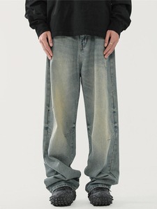 กางเกงยีนส์ขาตรงขากางเกงขายาวของผู้ชายกางเกงขาตรงขากว้างแนวสตรีทแฟชั่นที่กำหนดเองได้ - Product Image 2