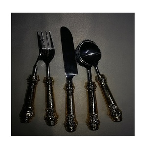 luxury cutlery set Wedding 5 pcs gold <b>flatware</b> sets metal handle spoon fork gold cutlery <b>flatware</b> set dinnerware <b>flatware</b> - Product Image 1