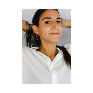 Pendientes de Aro Redondos de Cristal Blanco de Alta Calidad al por Mayor, Blancos de 20 mm, Chapados en Oro de 18 Quilates, Plata de Ley 925 - Product Image 3