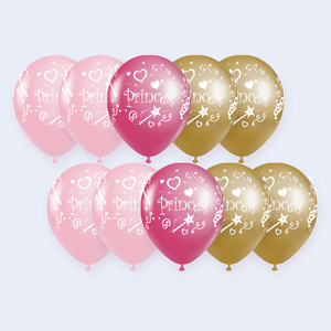 Globos de Princesa, 12 Piezas, Decoraciones de Fiesta en Rosa y Dorado - Product Image 1