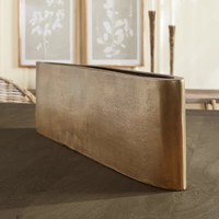 Vase rectangulaire allongé en aluminium doré antique style Art Déco, fait main, en laiton brossé, pour fleurs - Innovation N Sons