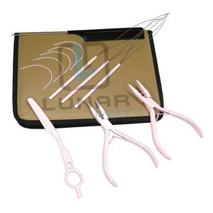 Nuevo kit de herramientas de extensión de cabello de fabricación en color rosa claro de bebé con estuche de cuero de PVC de color beige - Product Image 1