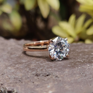 Juego de diamantes redondos cultivados en laboratorio de corte brillante en oro sólido de 10kt Anillos de compromiso de boda solitarios para mujeres - Product Image 2