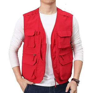 Factory Wholesale Breathable <b>Men's</b> Red Multifunctional <b>Work</b> Wear Vest Customizable Cargo Utility Vest Embroidery Short Winter - Product Image 3