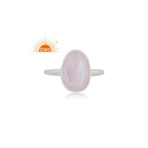 Best Selling Fine Sterling Silver Natural Rainbow Moon Stone Gemstone Stackable Ring Custom Jewelry For Women Gift For Her - Product Image 2