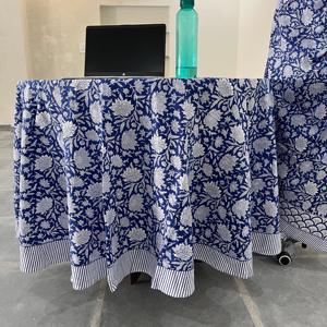 Mantel Redondo de Algodón con Estampado de Bloque Floral Indio, Cubierta de Mesa para Fiesta, Boda, Decoración del Hogar, Evento, Granja - Product Image 2