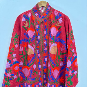 เสื้อแจ็คเก็ตผ้ากำมะหยี่ลายดอกไม้ทำมือ คุณภาพสูง ระบายอากาศได้ดี ทรงบาง สำหรับผู้หญิง คอจีน สไตล์โบฮีเมียน ใส่ได้ทั้งฤดูใบไม้ร่วง/ฤดูหนาว - Product Image 3