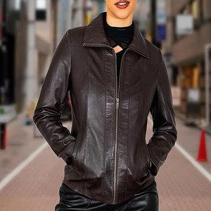 Fabricant en Chine Veste de motard en cuir à col montant d'hiver vintage avec ceinture à glissière de service OEM avec logo à l'avant pour hommes - Product Image 3