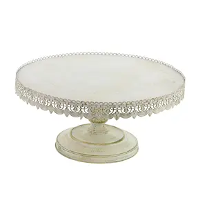 Soporte de pastel de Metal superior de Color blanco de estilo clásico antideslizante de alta calidad y bandeja de pastel para fiestas recién llegado disponible aquí