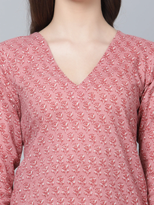 AAINA Coton Bloc Imprimé Salwar Kurta Ensemble Fait à la Main Floral Écologique Tenue Décontractée Quotidienne pour Toutes les Saisons Taille Naturelle - Product Image 5