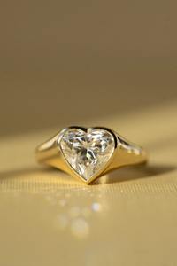 แหวนเพชรโมอิส10K สุดพิเศษแหวนหมั้นโซลิแทร์หัวใจสีทองชุดเครื่องประดับสำหรับเจ้าสาวขายส่งจำนวนมากจากโรงงาน - Product Image 3