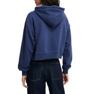 Sudadera con cremallera de peso pesado con logotipo personalizado para mujer, Sudadera con capucha transpirable cómoda para hacer ejercicio - Product Image 3