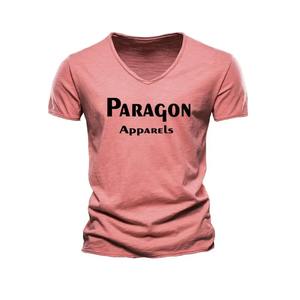 T-shirt uni pour homme Streetwear T-shirt ras du cou côtelé surdimensionné en coton épais - Product Image 6