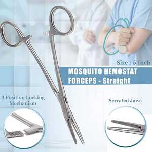 Fórceps de bloqueo de hemostato para mosquitos, modelo 2025, 5 mandíbulas dentadas rectas completas para sujeción de instrumentos quirúrgicos cardiovasculares nerviosos - Product Image 2