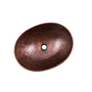 Fregadero de baño redondo martillado a mano de cobre puro de llegada superior - Product Image 6