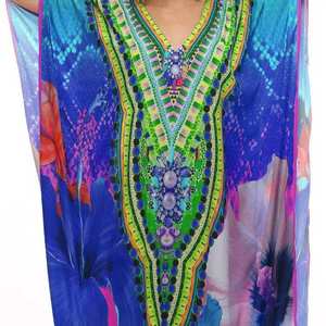 ชุดเดรสแม็กซี่คาฟตันพิมพ์ลายชนเผ่าสีสดใสชุดเดรสยาวเซ็กซี่ใส่เดินชายหาดสำหรับผู้หญิงใส่ในวันหยุดฤดูร้อน - Product Image 2