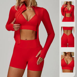 Conjunto Deportivo de 2 Piezas para Mujer, Camiseta de Yoga con Espalda Cruzada de Poliéster de Alta Calidad, Desmontable, con Leggings de Cintura Alta - Product Image 3