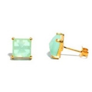 มาใหม่ Aqua Chalcedony พลอย925เงินสเตอร์ลิงเบาะรูปร่างต่างหู - Product Image 1