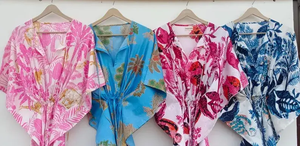 Vente en gros de caftan en coton Robe de soirée à fleurs indienne pour les mamans Vêtements de nuit de couverture de plage longue pour le printemps à motifs d'animaux - Product Image 3