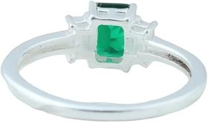 Bague Femme Émeraude Naturelle Topaze Blanche Pierre Précieuse Mai Pierre De Naissance Noël Minimal Bijoux Faits À La Main Bague En Argent Sterling 925 - Product Image 4
