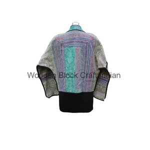 Vintage <b>Kantha</b> Winter Eco-Friendly Cotton Women's Flattering Comfortable Bomber <b>Jacket</b> Reversible Crafted Unique Double Cotton - Product Image 3