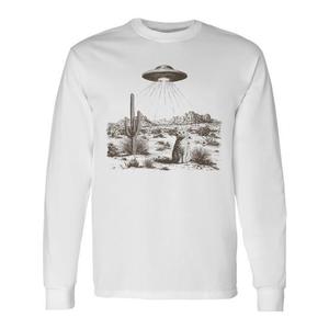 เสื้อยืดแขนยาวลายแมวตะวันตกสไตล์วินเทจ  ลายยูเอฟโอเอเลี่ยน  โรดีโอคาวบอย  แรงบันดาลใจจากป่าตะวันตก - Product Image 1