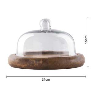 Natural Wood & <b>Glass</b> Cake Stand with <b>Dome</b> Cover Non-Stick Handmade Dessert Serving Tray for Pastry <b>Display</b>-Best Wholesale Price - Product Image 5